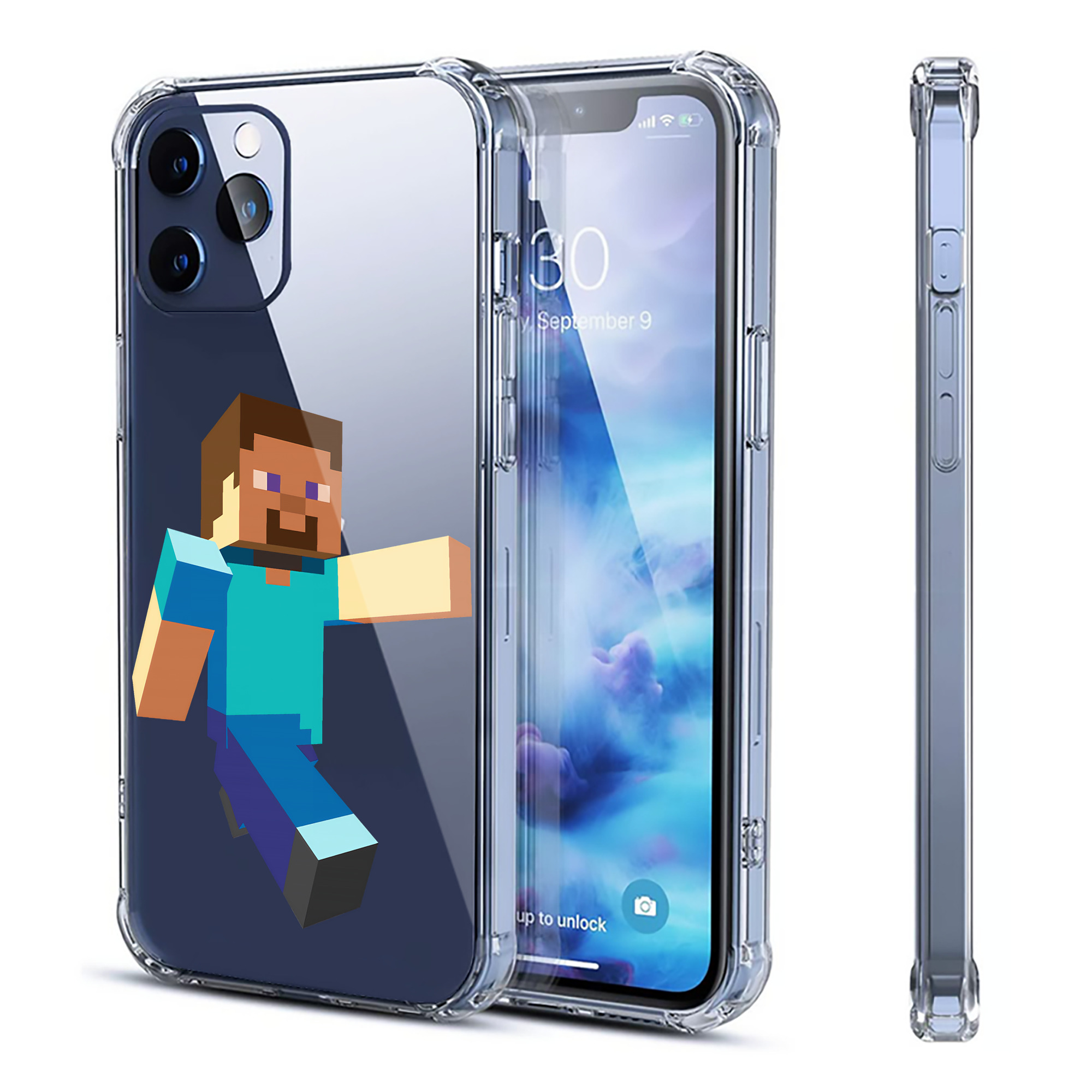 （画像用） マインクラフト ブロックの世界 Minecraft MC Block world 【iPhone 12シリーズ対応】透明スマホケース（クリアソフトケース）